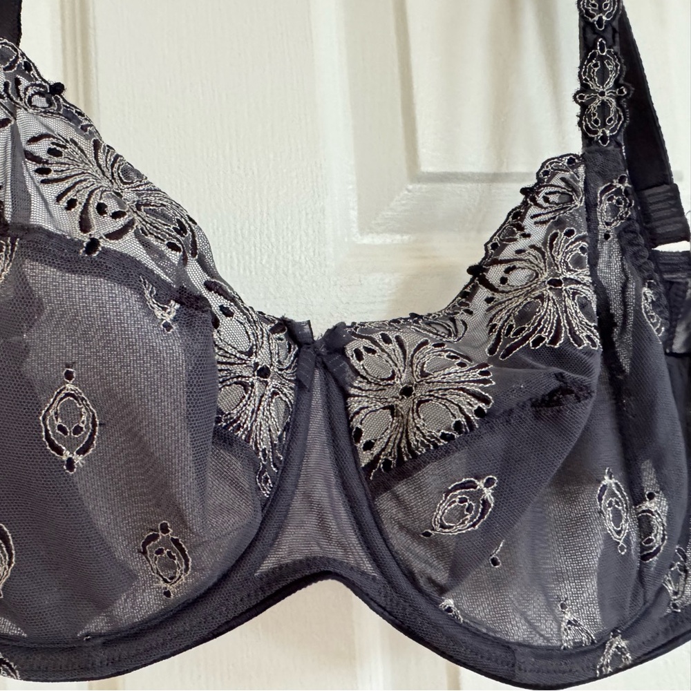 CHANTELLE Champs Elysées 36DD BRAND NEW WOT Full cup bra grey with embroidery